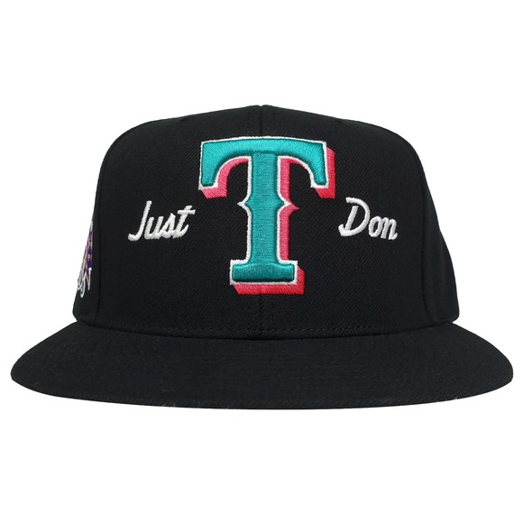 Just Don Texas Rangers Mitchell & Ness MLB Snapback Hat Cap 3D Logo Black New‎
